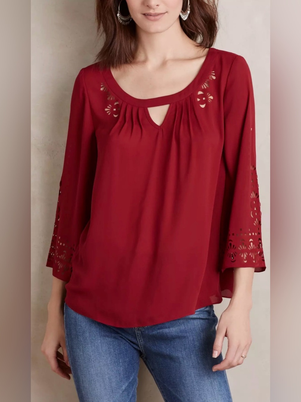 Anthropologie Maeve Teni Cutout Blouse, Size 4